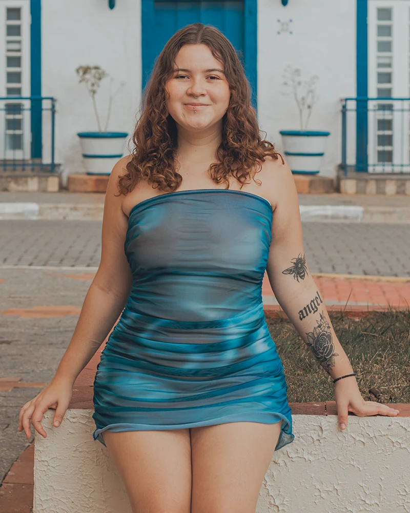 Saída de Praia Vestido Tie Dye Azul Marina